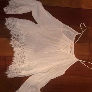 Open shoulder white top